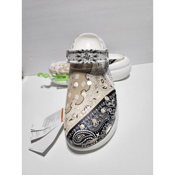 Crocs Classic Crush Bandana Clog Paisley White Men Unisex Slip On 208119-2ZM s10